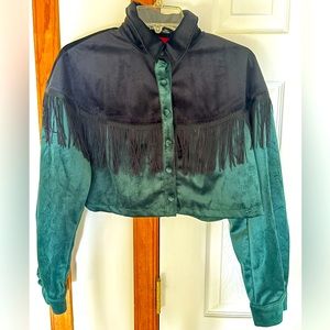 Velvet Fringe Crop Jacket